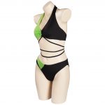 Kim Shego Swimsuit Cosplay Costume Two Piece Swimwear Outfits Halloween Carnival Suit 2 - Shego Costume