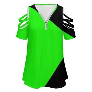 Shego-Halloween-Costume-Women-S-T-Shirt-New-Fashion-Printed-Zipper-V-Neck-Short-Sleeve-T